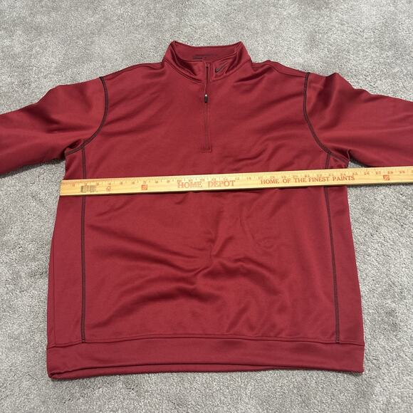 Nike Golf Sweater Size XL Red Fleece Fit Pullover 1/4 Zip Mock Neck Swoosh - Picture 3 of 6